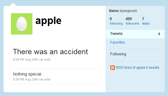Apple's Profile on Twitter
