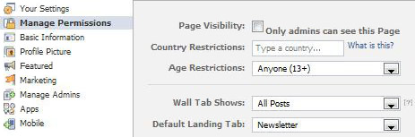 Default Landing Tab