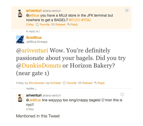jetblue bagel tweet