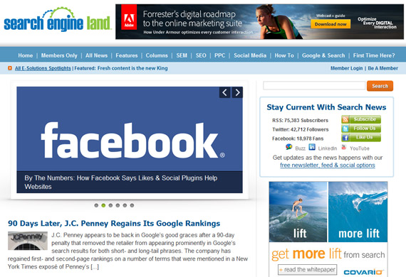 search engine land homepage
