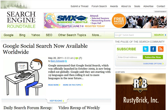 searchengineroundtable homepage