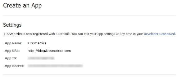 Facebook Developer Application Settings