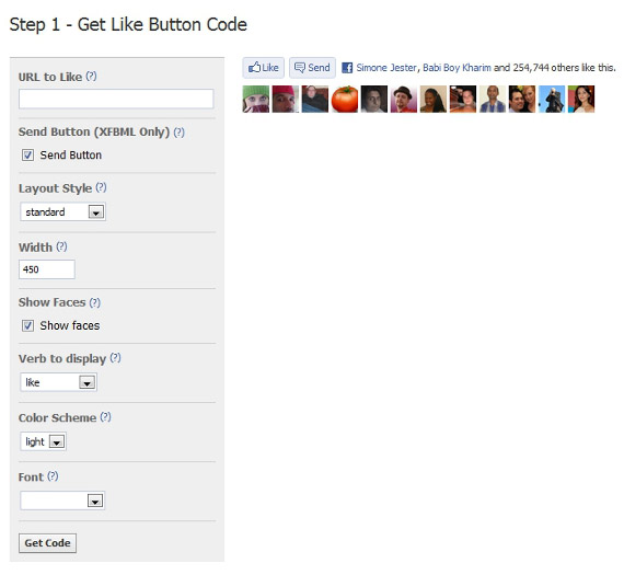 facebook like button code. Facebook has an easy to use code generator for the Like button.