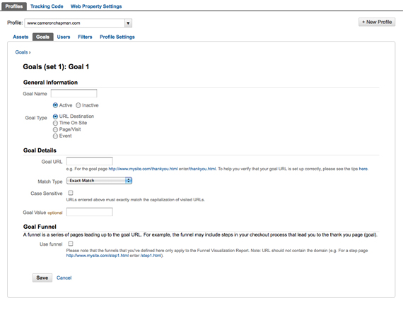 google analytics v5 goal set up