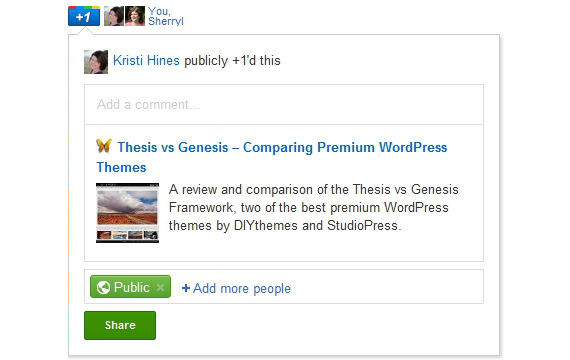 google plus one button sharing