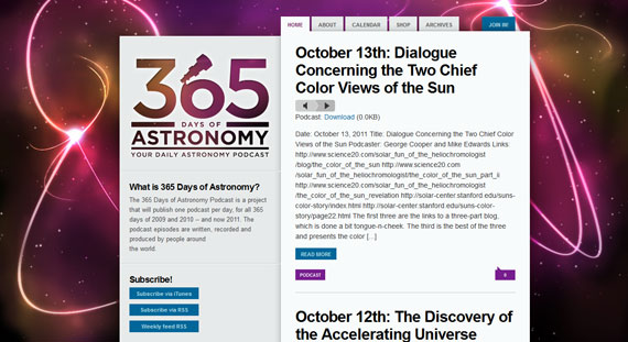 Triadic Color Website Example 365daysofastronomy.org