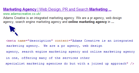 this is where the meta description tag is