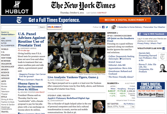 real time of New York Times