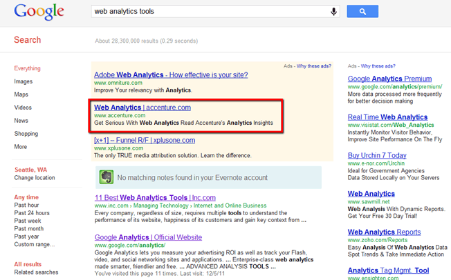 web analytics tool search