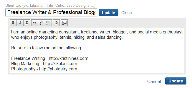 quora profile editing