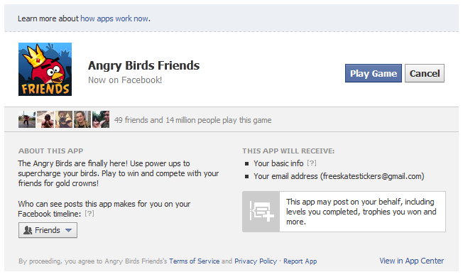 angry birds facebook login