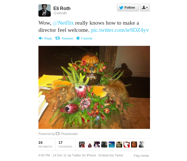 Eli Roth Netflix Tweet