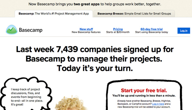 basecamp landing page