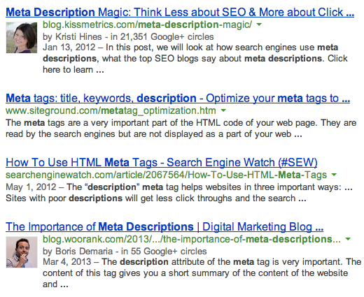 google plus authorship search results