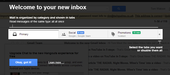 gmail's tabbed inbox