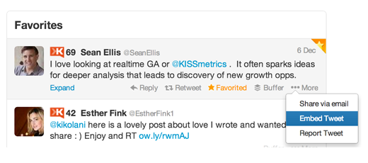 twitter testimonial favorites