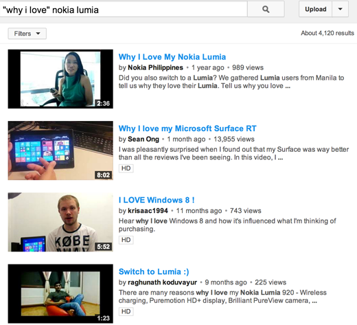 youtube testimonials search