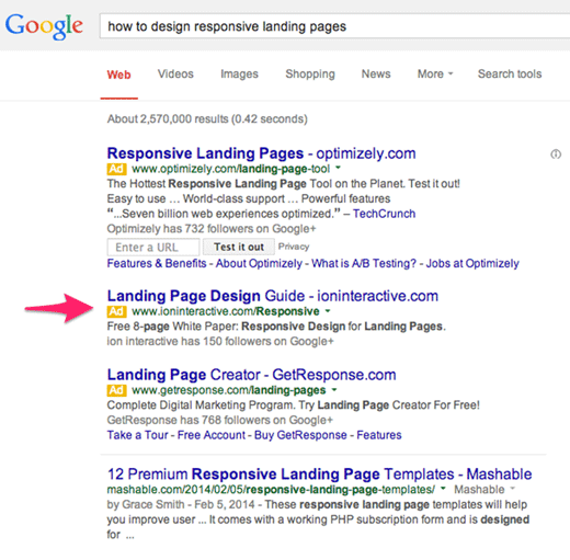 how to design responsive landing pages serp