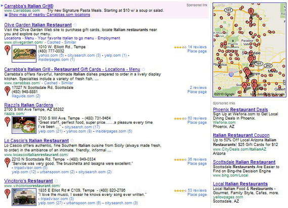 Google Places Reviews in Local Search Results