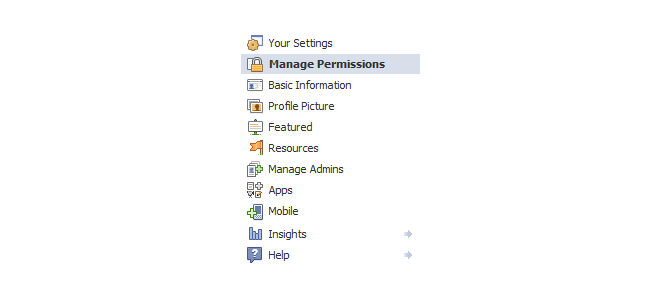 new facebook pages edit page options