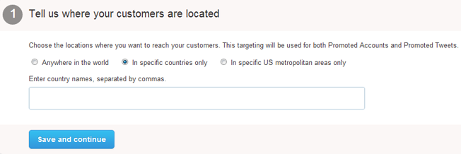 twitter advertising setup location based targeting