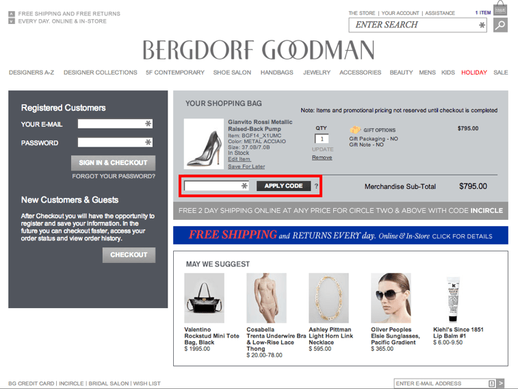 Bergdorf goodman coupon code