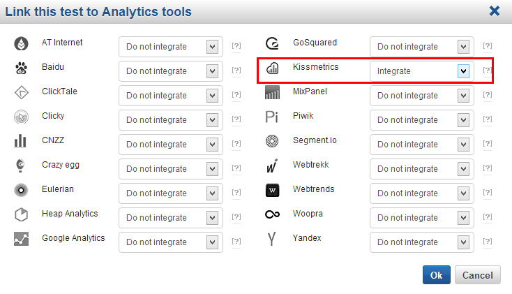 link this test to analytics tools
