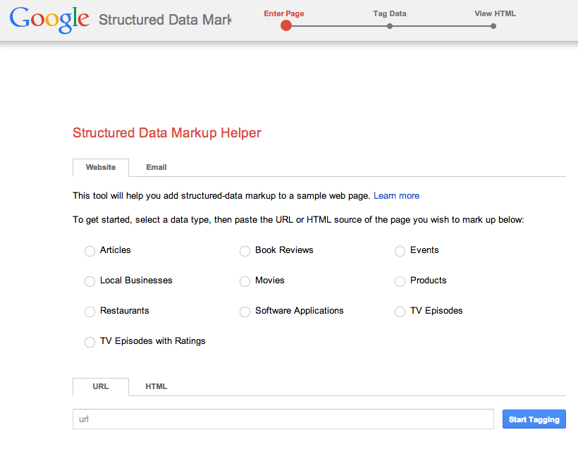 google structured data markup helper