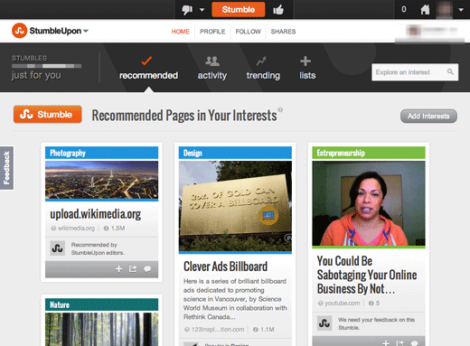 stumbleUpon screenshot