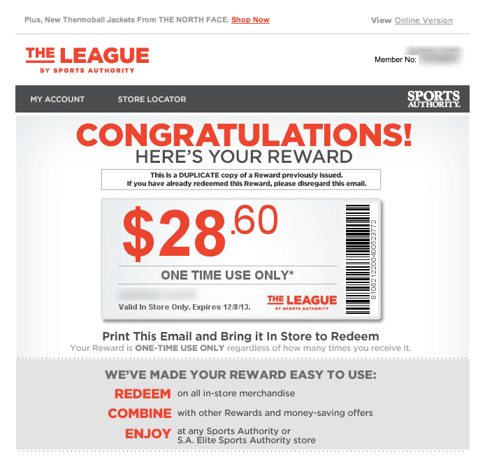 Where can you get a Sports Authority rewards card?