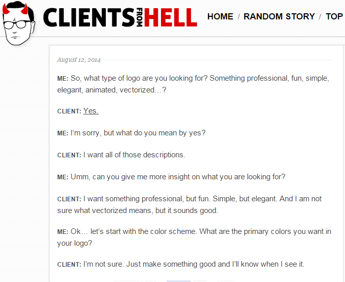 Fuzzy expectations clients from hell
