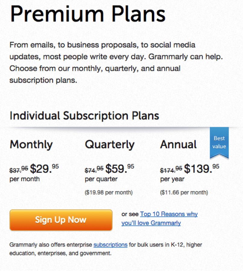 premium plans screenshot