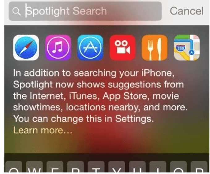 iphone spotlight search