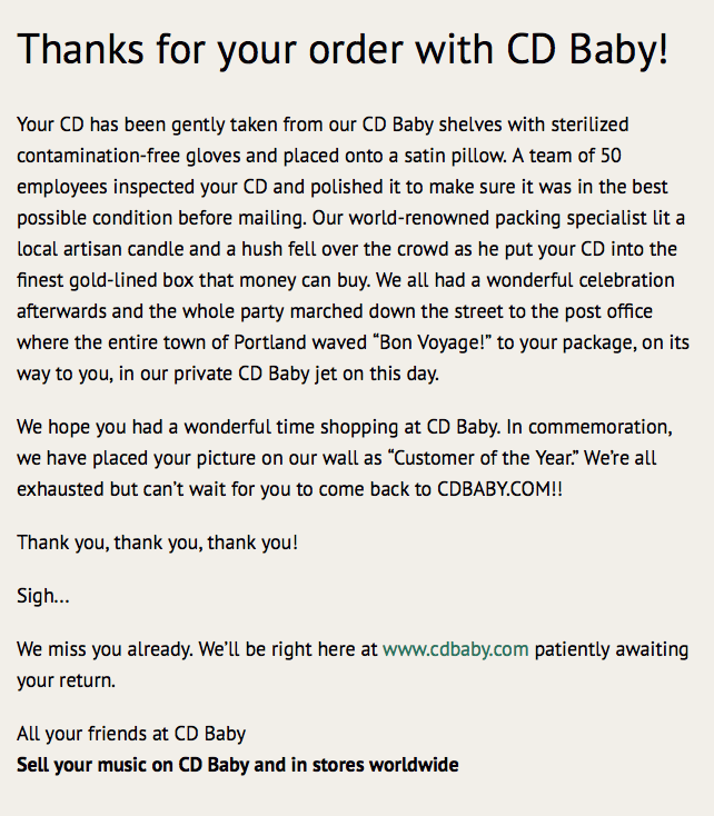 cd baby shipping confirmation