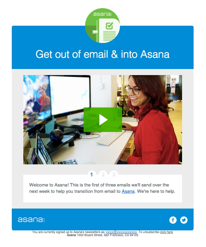 asana new user onboarding email series