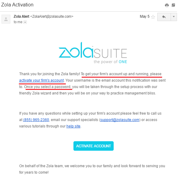 zola onboarding email