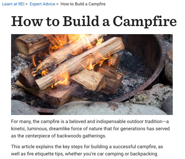 rei campfire article