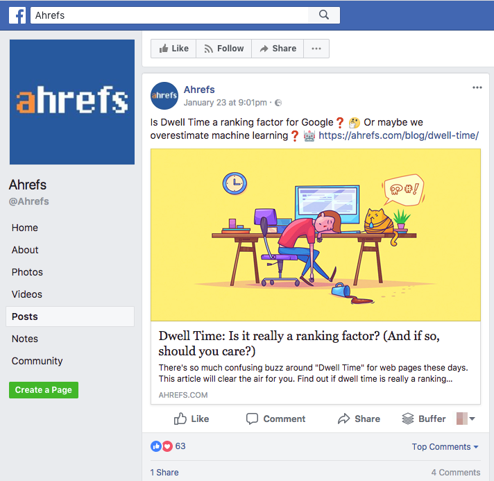 ahrefs software facebook post