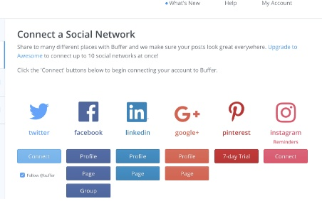connect a social account on buffer