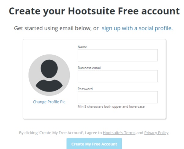 hootsuite signup form