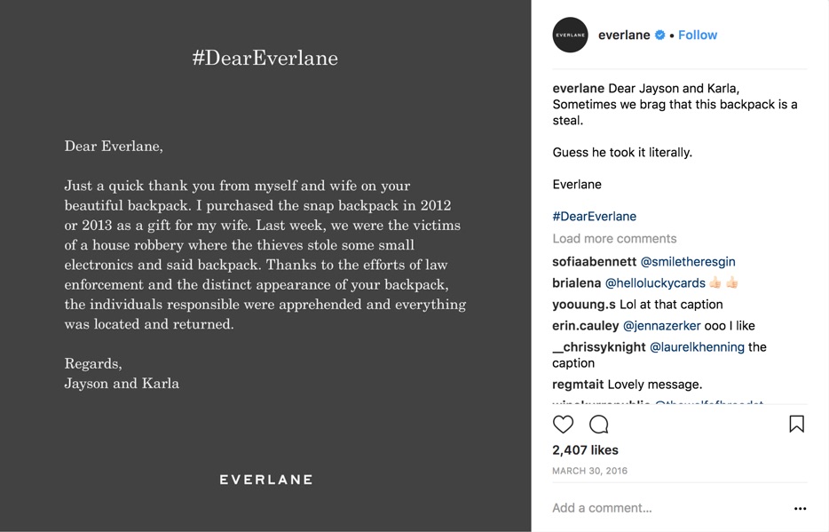 dear everlane instagram