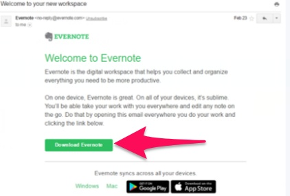 download evernote email