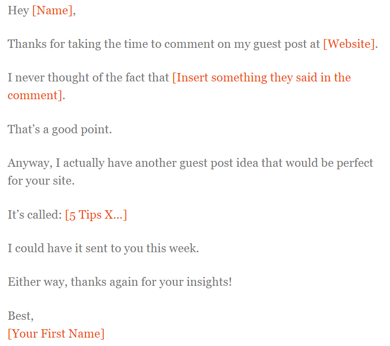 guest blogging email templates