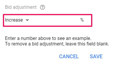 increase bid adjustment