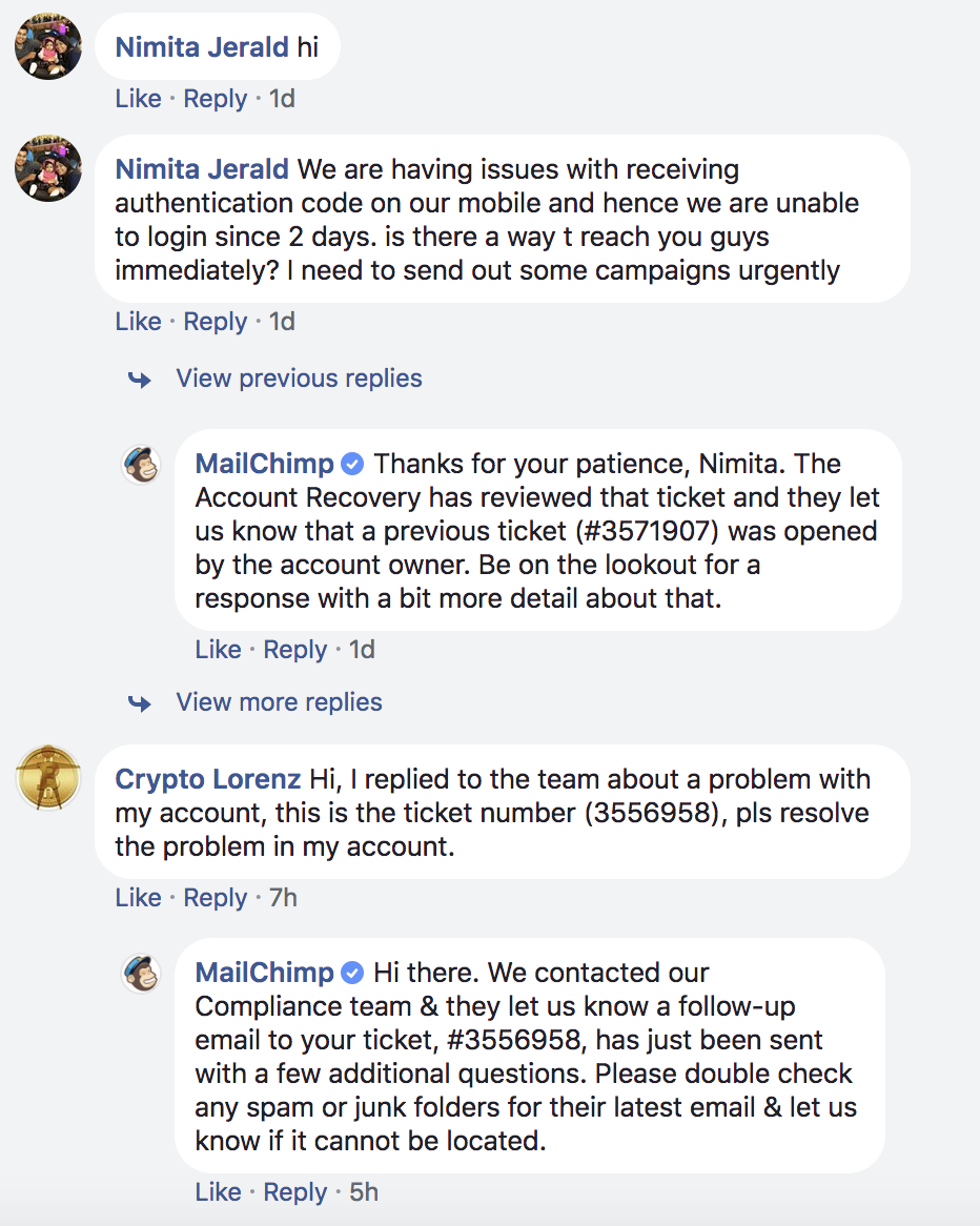 mailchimp comments on facebook