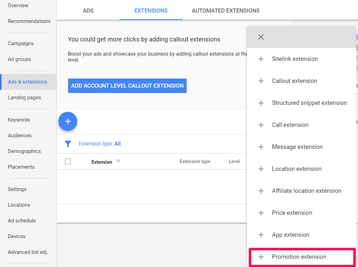 promotion extension adwords