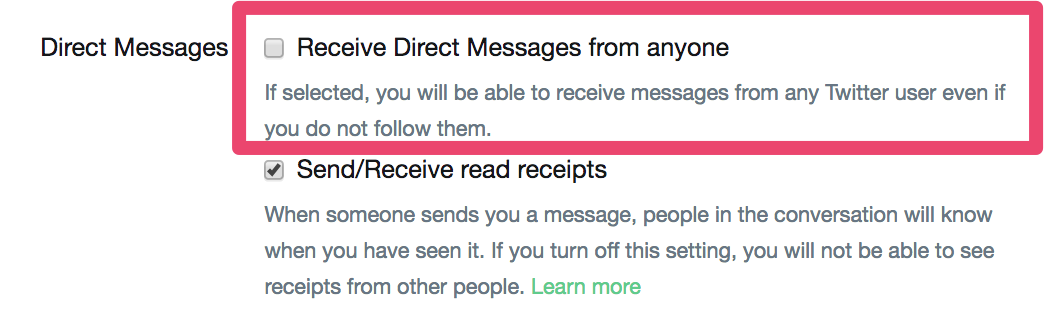 receive direct messages from anyone