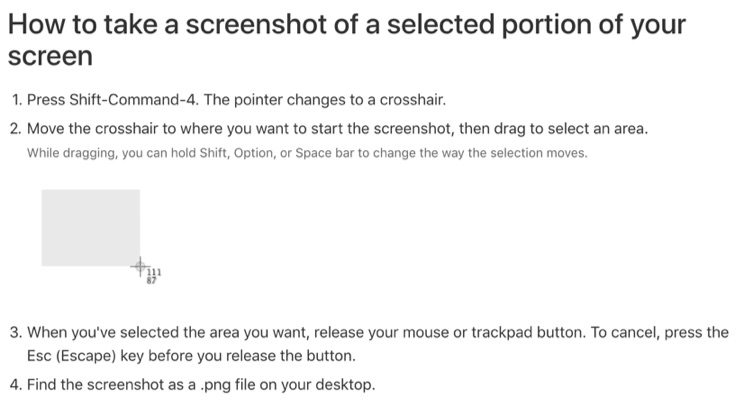 screenshot directions for mac