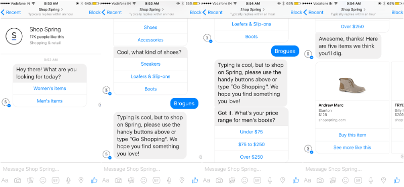 shop spring chatbot