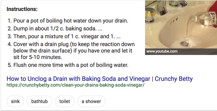 unclog a drain google search results